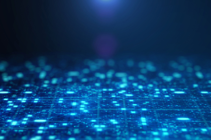 Numbers code panel with blue glowing on dark background.